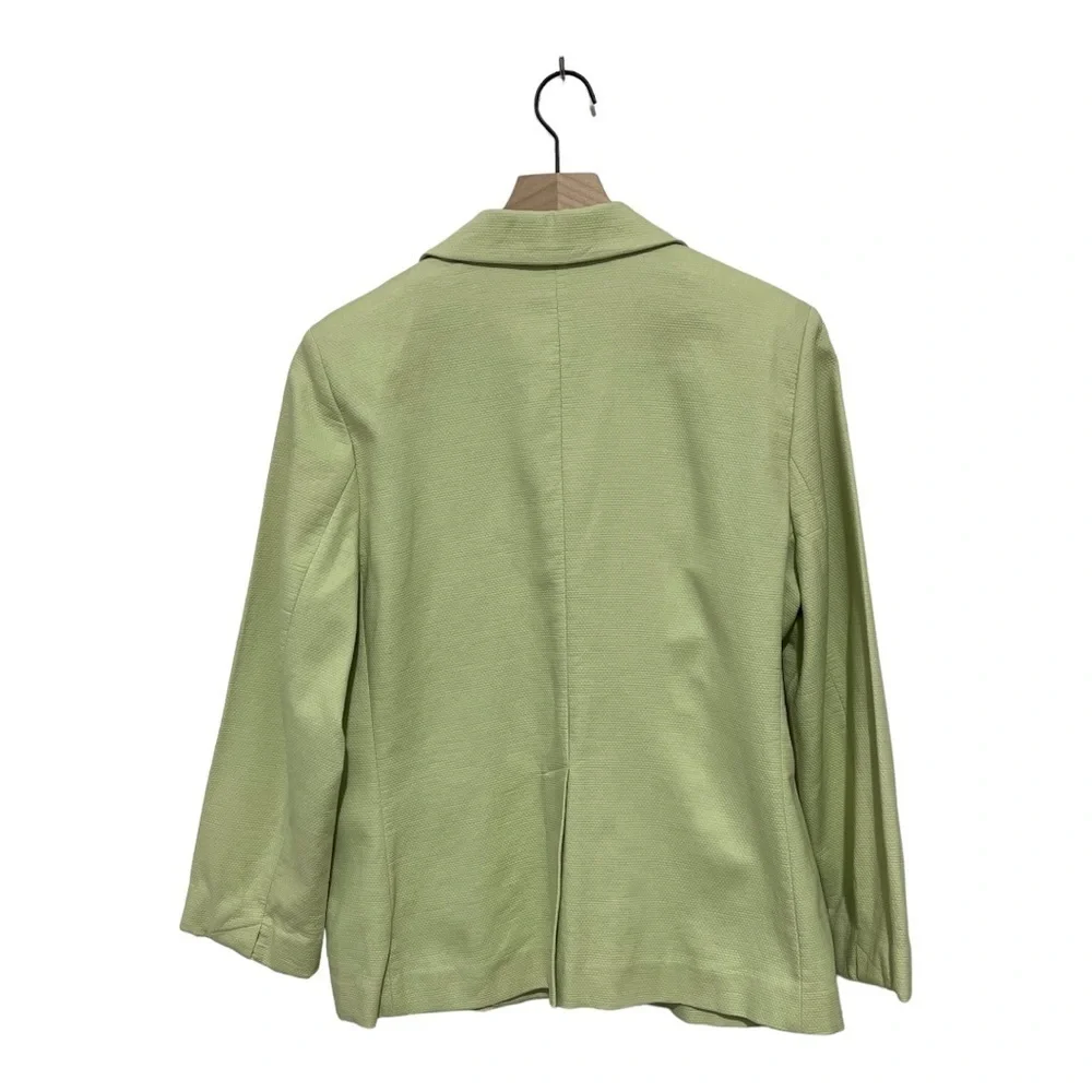 Eileen Fisher Textured Cotton Green Snap Jacket Blazer  Size M